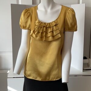 Elegant Gold Ruffle Blouse